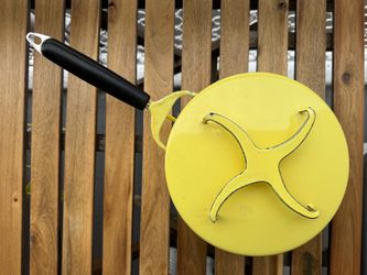Dansk Kobenstyle Yellow Enamel MCM Cast Iron Covered Lid Saucepan Pot
