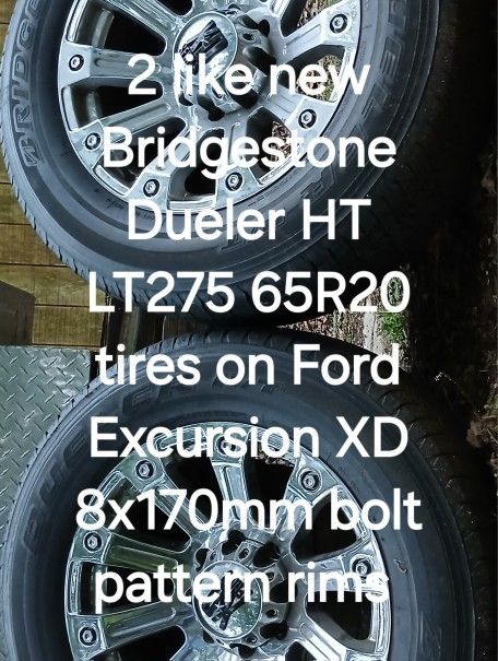 2 Like New Bridgestone Dueler HT LT275 65R20 Tires On Ford Excursion XD 8x170mm Bolt Pattern Rims