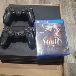 PS4 PRO W/GAMES + CABLES + CONTROLLERS AND  HEADSET