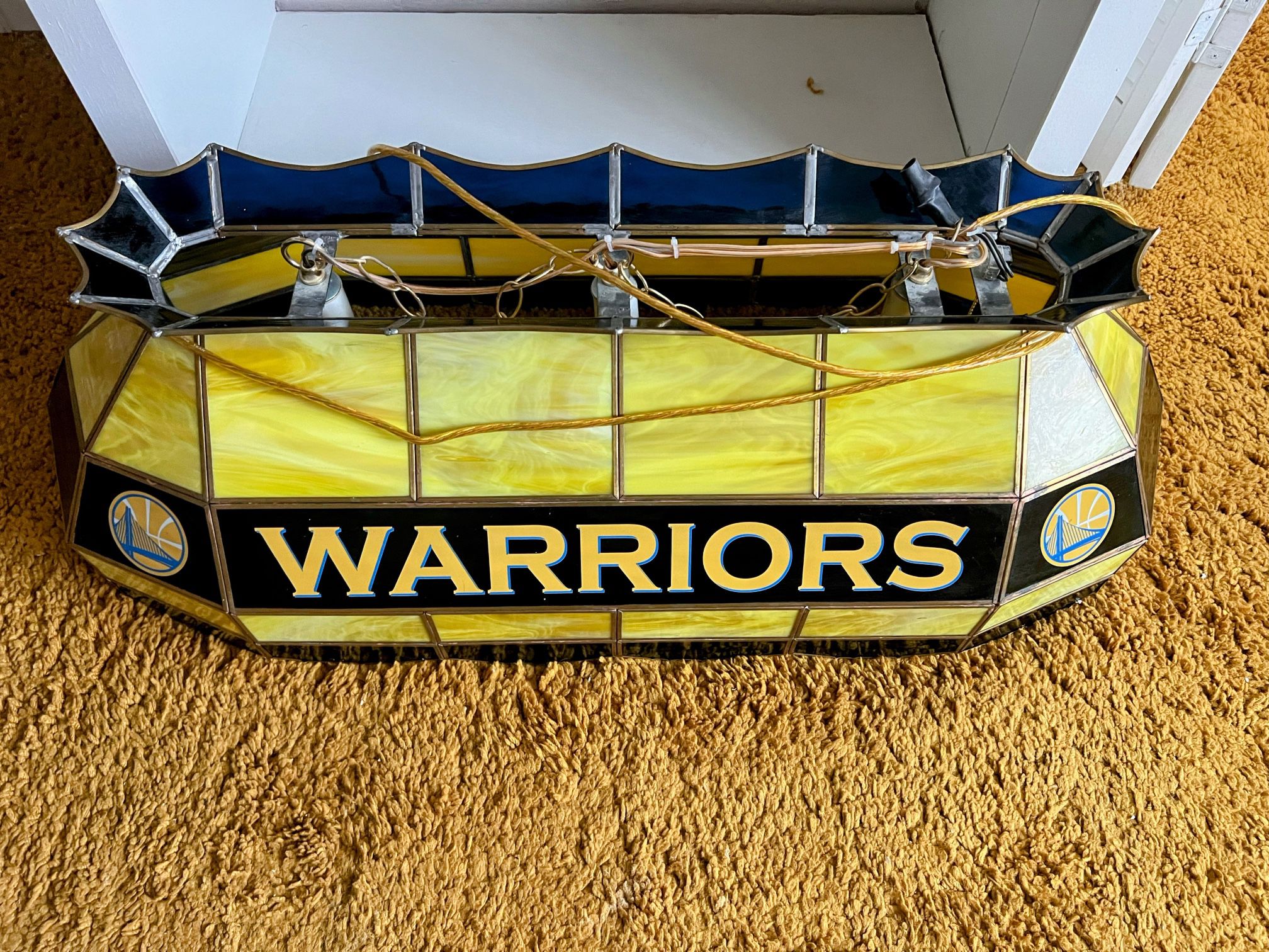 GS Warriors Bar/Pool Room Custom Lamp! One Of A Kind, Standard Two Bulb And Chain For Easy Set Up