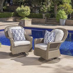 New in store Christopher Knight Home Liam Outdoor Wicker Swivel Club Chairs with Water Resistans 220 