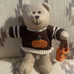 Starbucks Bearista Bear Plush 2009 Sweater Pumpkin Tote Halloween Stuffed Animal