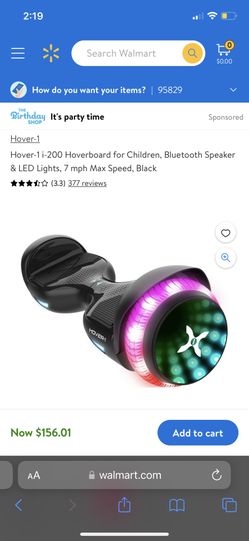 Hover-1 i-200 Hoverboard for Children, Bluetooth Speaker & LED Lights, 7 mph Max Speed, Black