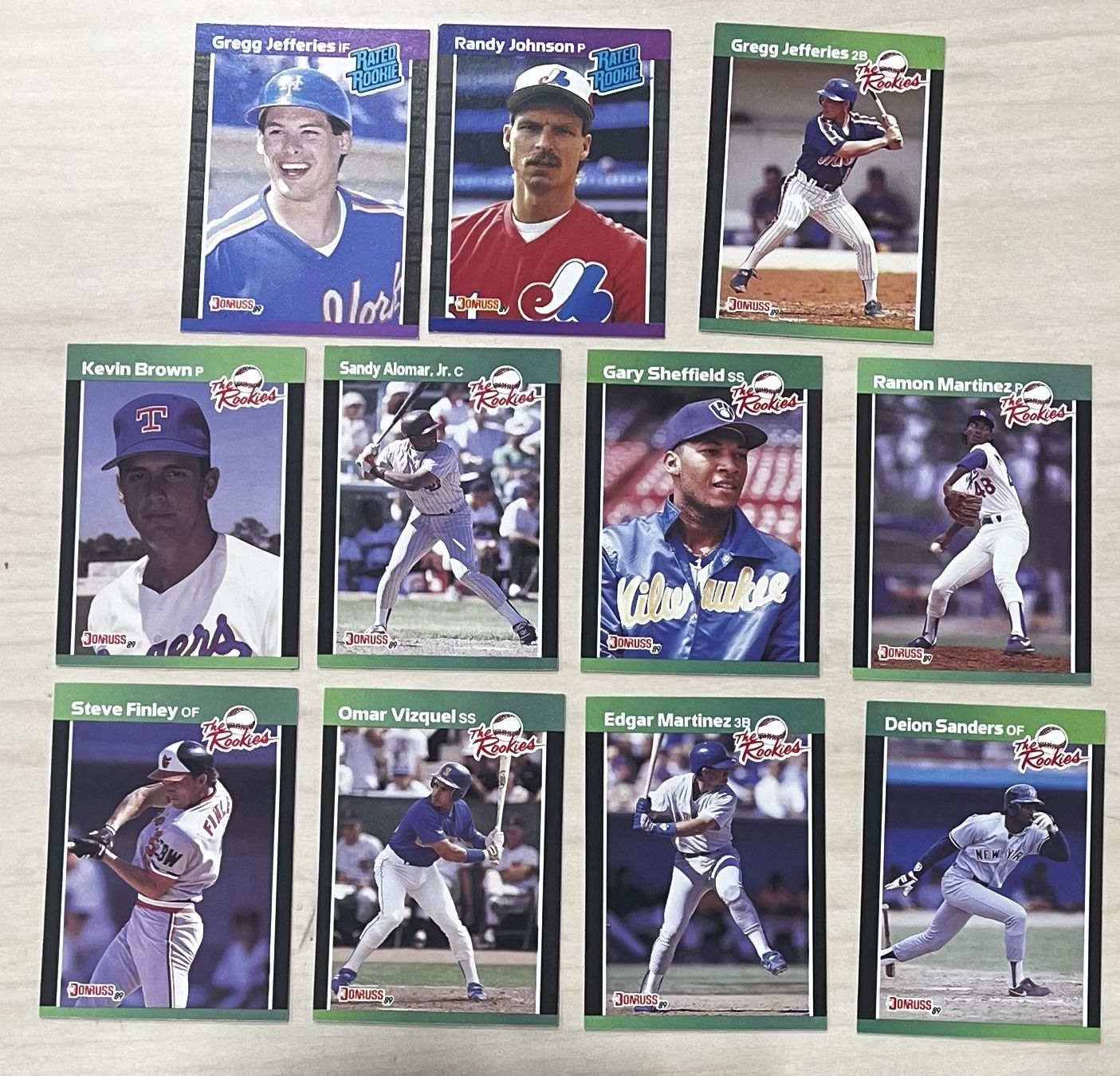 1989 Donruss Rookie Lot w/ Randy Johnson, Sheffield, Vizquel, Edgar