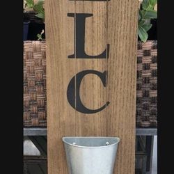 Farmhouse Galvanized Planter Wood Porch Sign Home Decor -$35 Each