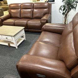 Furniture- Zero Gravity 100% Real Top Grain Leather Sofa- Varsani