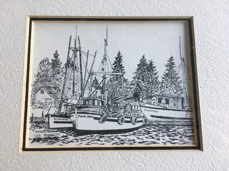 3 Vintage ink drawings by Les Gig Harbor