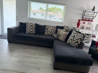Dark Gray Fabric Sectional Sofa
