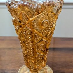 Marigold Carnival Glass Vase