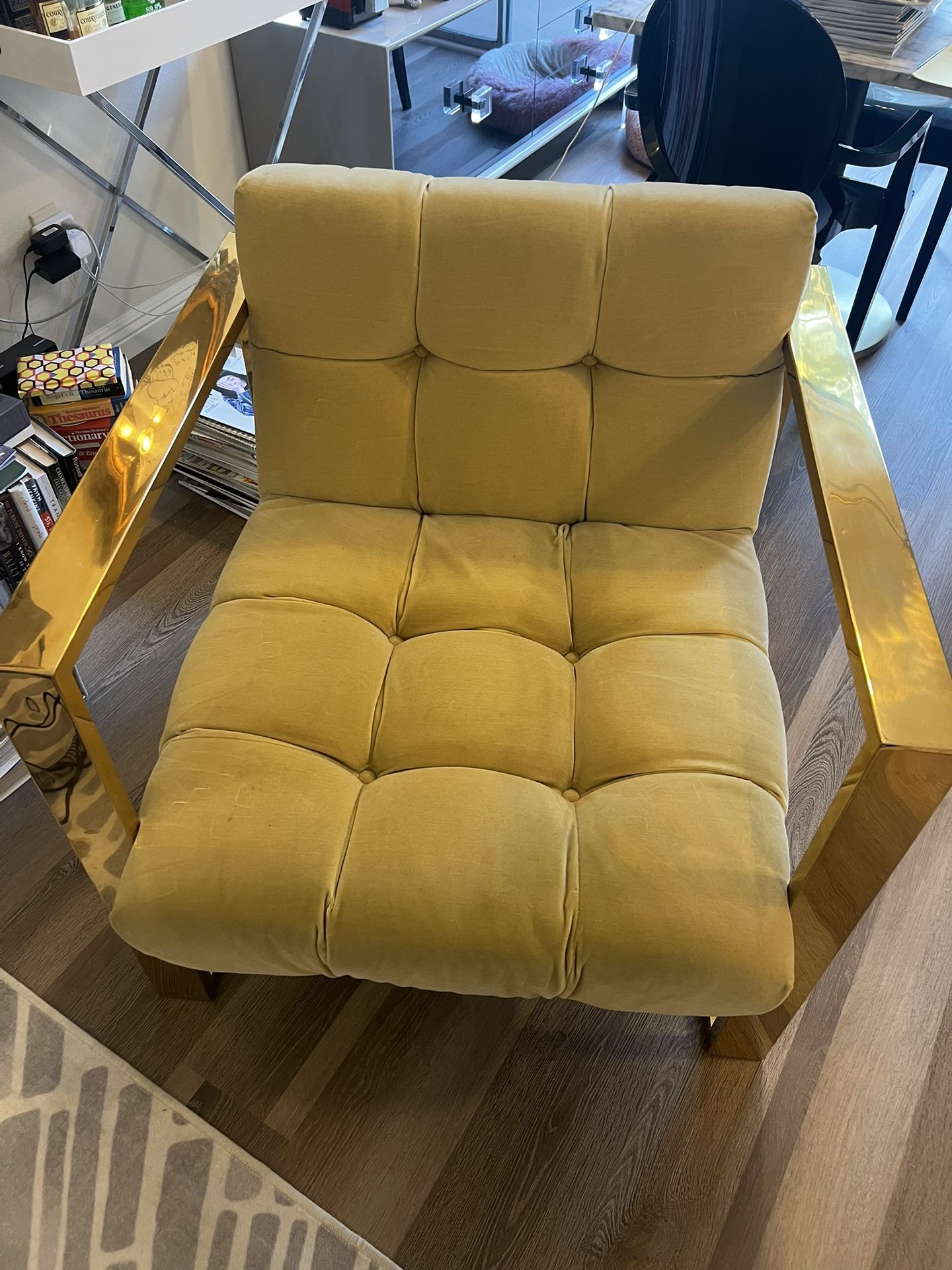 Mod Shop Yellow Velvet & Brass Chair