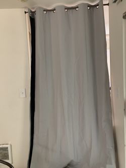 No Drill Curtain Rod and Insulated Black Out Curtains - Set Of 2 - 53*96