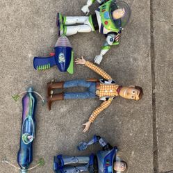 TOY STORY BUZZ AND WOODYS + LAZERS -take all for $16.   Firm price                 in eagle rock 