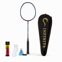 INFINITE Ultra Lightweight Badminton Racket 73g, Carbon Fiber Graphite Racket, G5 Grip, 24–30 lbs, Badminton Racket Set with Bag & Accessories – Inter