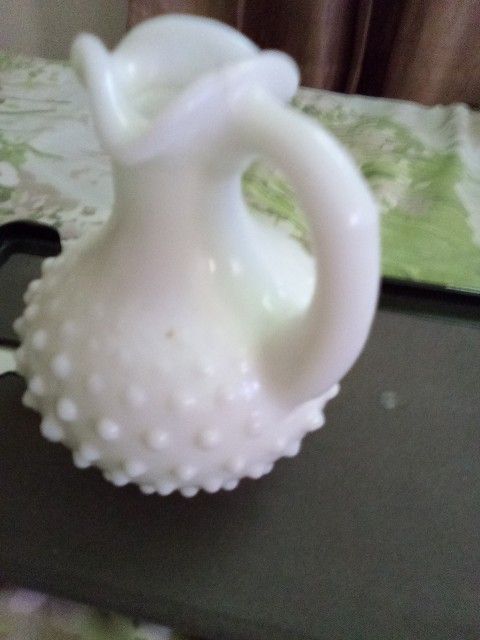 Vintage Avon White Milk Glass Hobnail Decanter Cruet