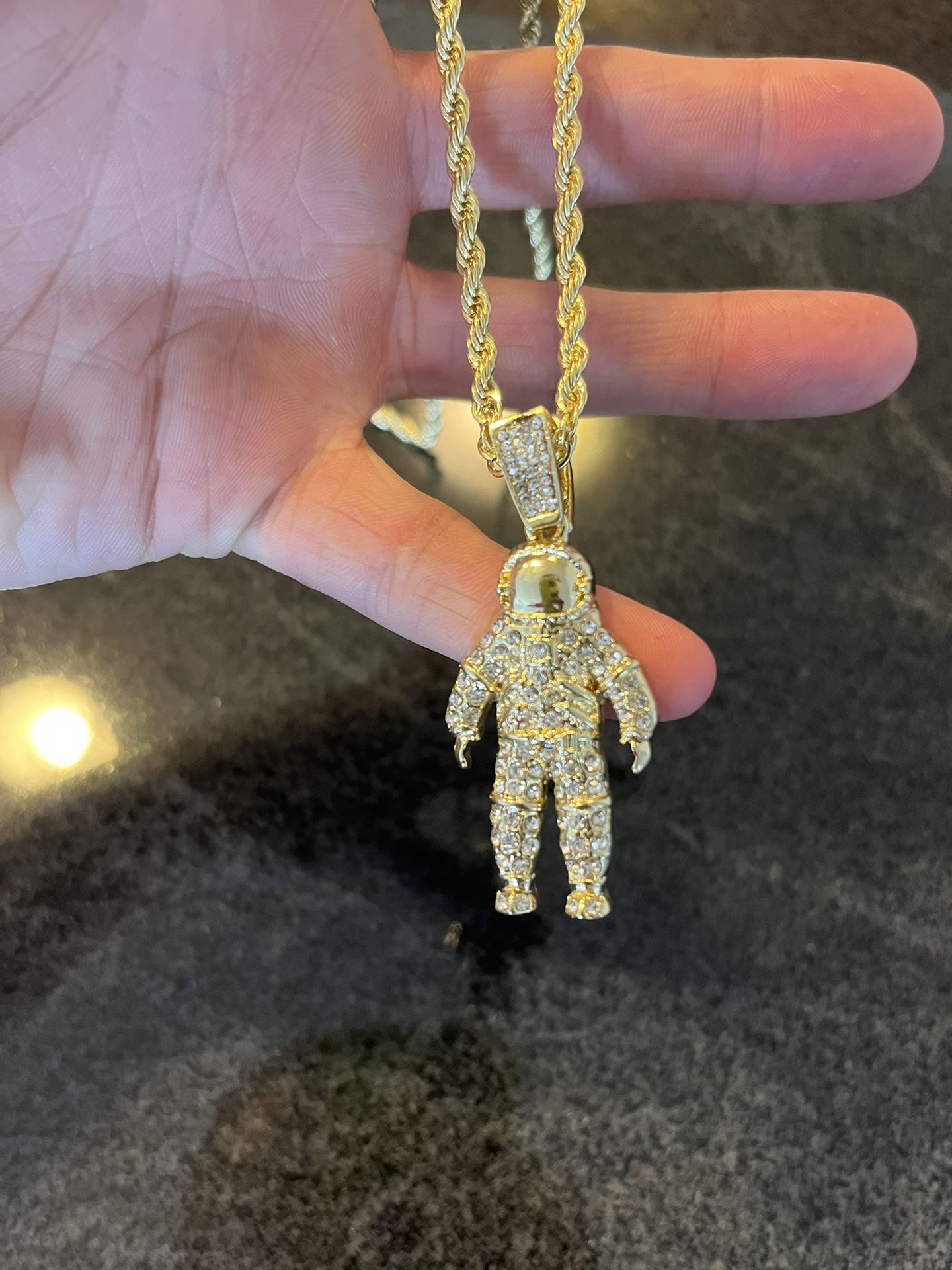 14k Gold Plated Astronaut Pendant W/Chain