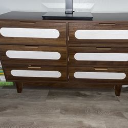 Wayfair Retro Dresser - Dark Brown Wood With White Accents 