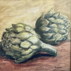 Joanne Morris Margosian Artichokes 8 X 8 Inch Art Print Double Matted