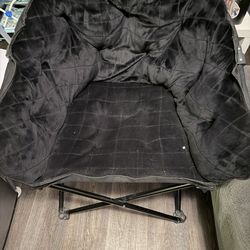 Black Folding Saucer Chair — Plush Lounge Chair