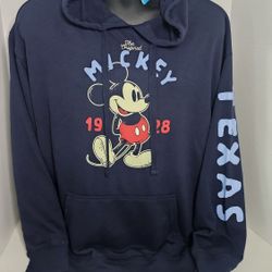 Disney The Original Mickey Mouse "Texas" Hoodie W Pockets XL