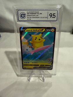 2021 Pokemon Japanese 25th Anniversary Collection Surfing Pikachu V 021/028 !Graded 9.5!