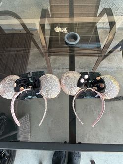 2-Pack Official Disney Minnie Mouse Ears (Rose Gold & Black Bow)