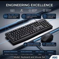 Full-Size Keyboard And Mouse Set - Professional Office Configuration, 104-key Standard Layout, Mouse with Three Sensitivity Levels, Durable ABS Materi