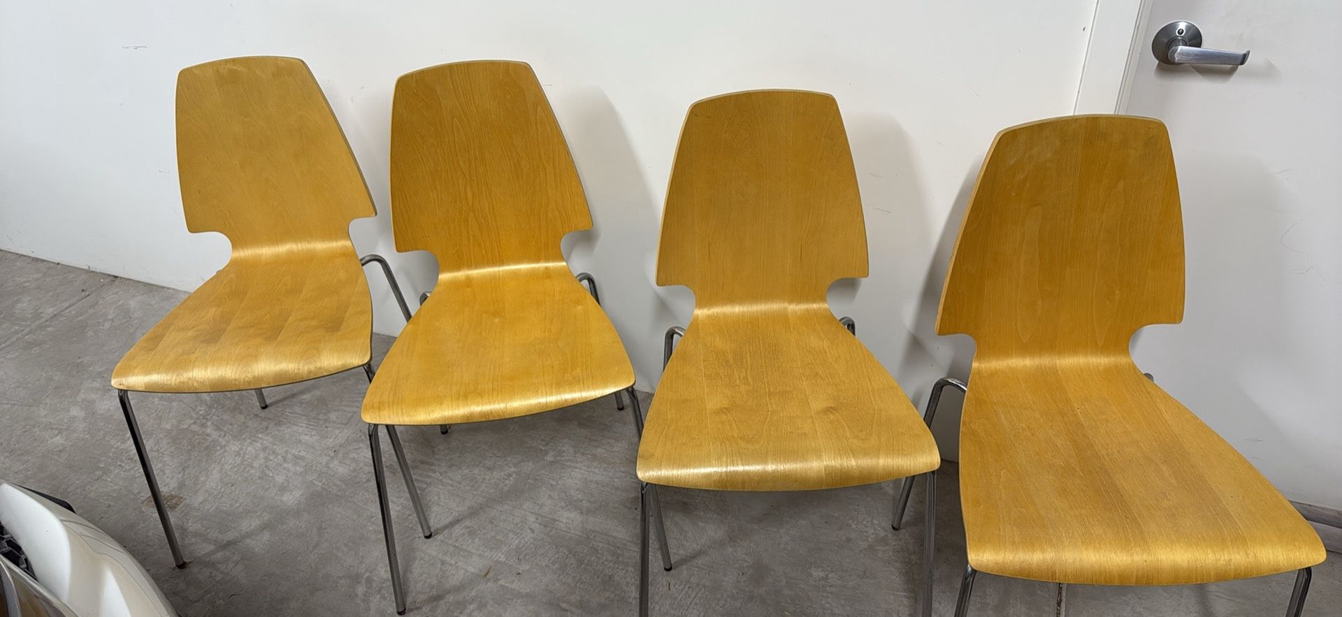 IKEA Modern Maple And Chrome Chairs