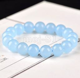 Beautiful stretchable Jade Bracelet Blue beads size 1/2”