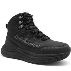 Men's Orthopedic Waterproof Hiking Boots: Comfortable Plantar Fasciitis Work Walking Running Trekking Shoes, Flat Feet Orthotic Mid Ankle Support Trai
