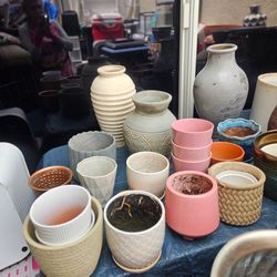 ASSORTED PLANT POTS AND STANDS $3 to $20