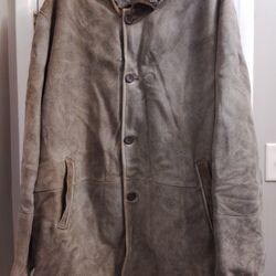 Men's Sheepskin Shearling Suede Jacket Size 5XL 