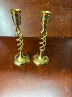 Solid Brass Spiral Candlesticks