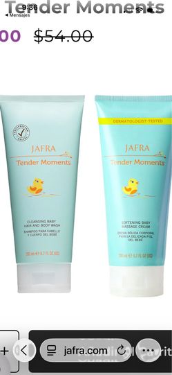 Set de crema y shampoo de bebé tender moments de Jafra nuevos