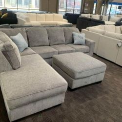 L Shaped Sectional And Ottoman By Ashley 
