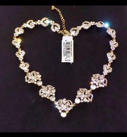 New $48 Signed Natasha Gold Crystal Studded Bling Necklace. Dillard's