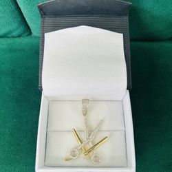 10k Diamond Scissor Charm 