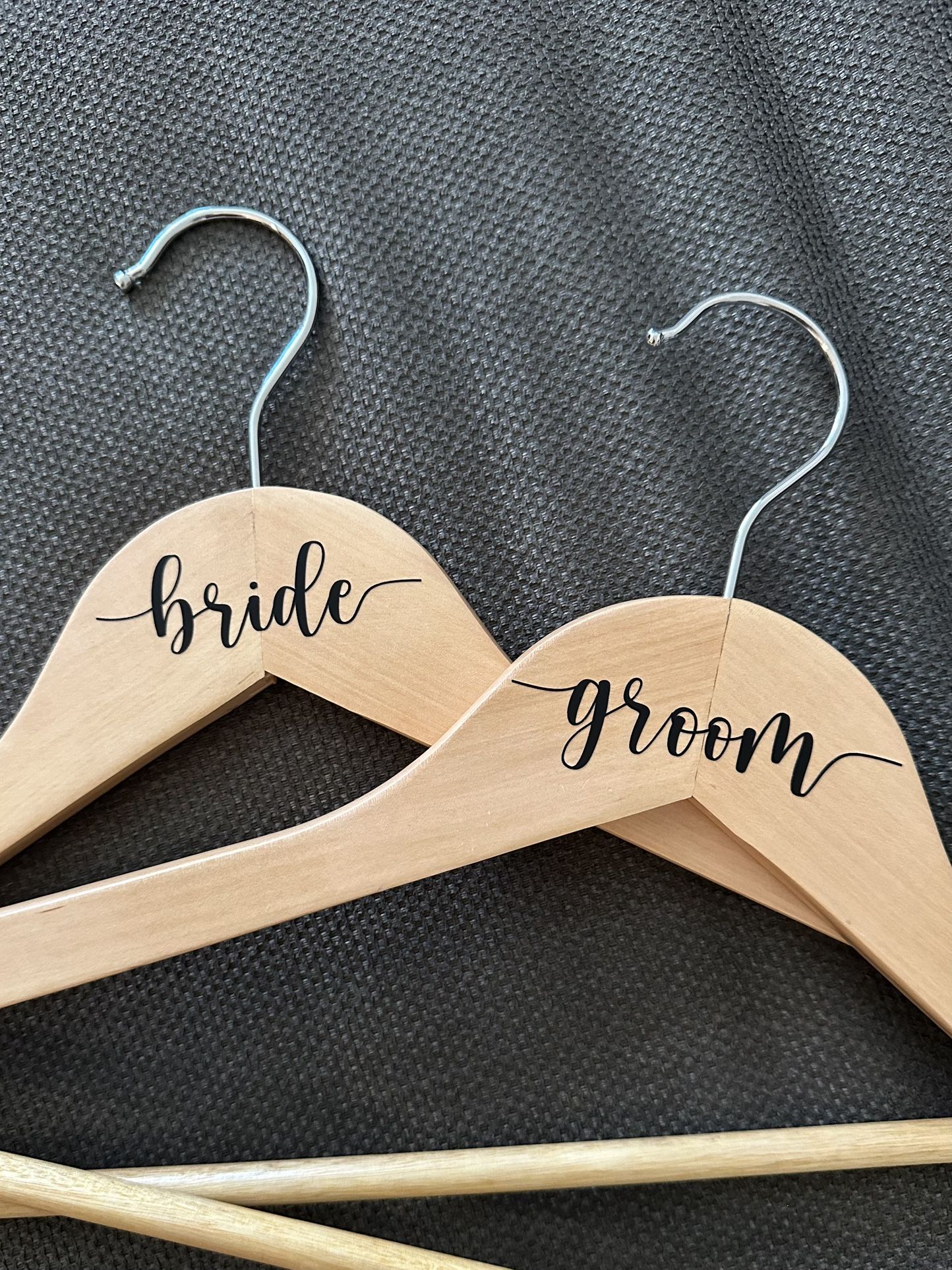Set of Wood Hangers for Bride and Groom