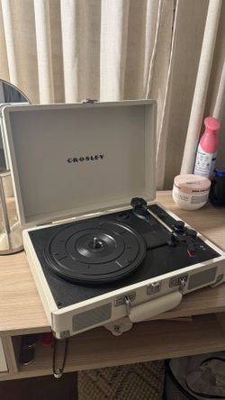 Crosley White Leather Record Player