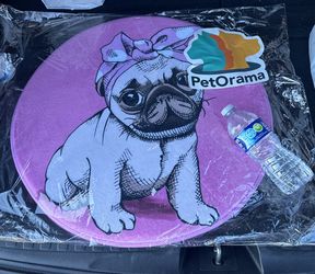 Pug Bow Round Mat