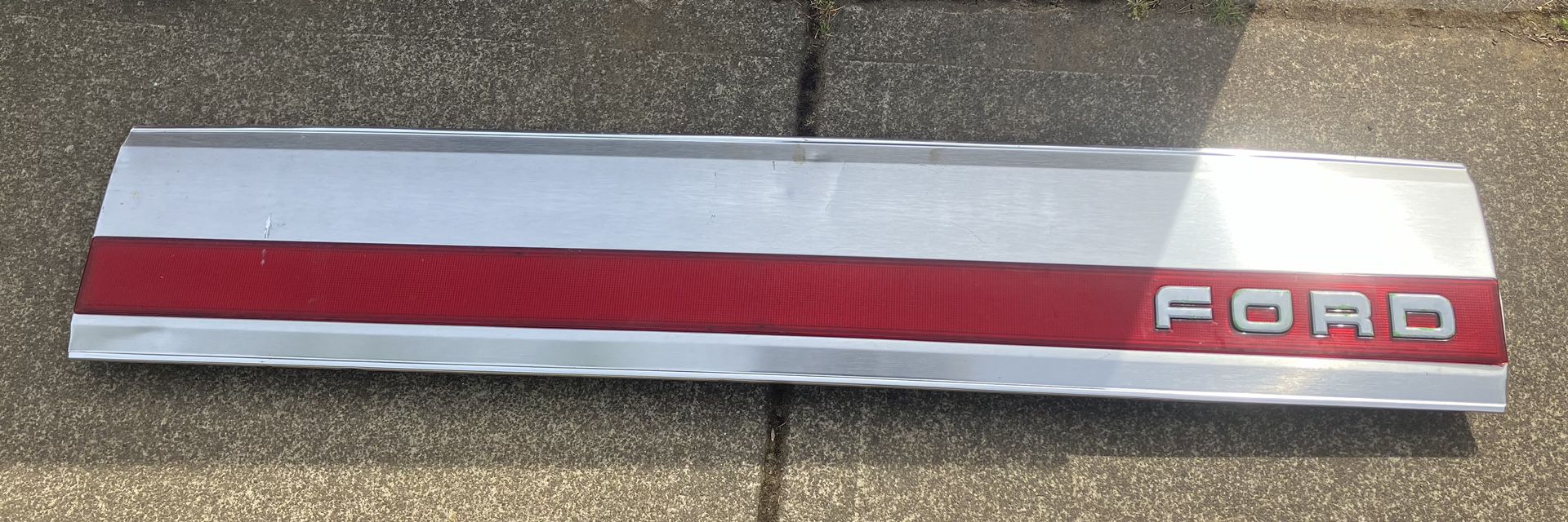 Ford OBS Truck Tailgate Insert - Red/Brushed Aluminum
