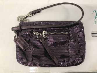 Coach Poppy Purple Sequin Wristlet Purse