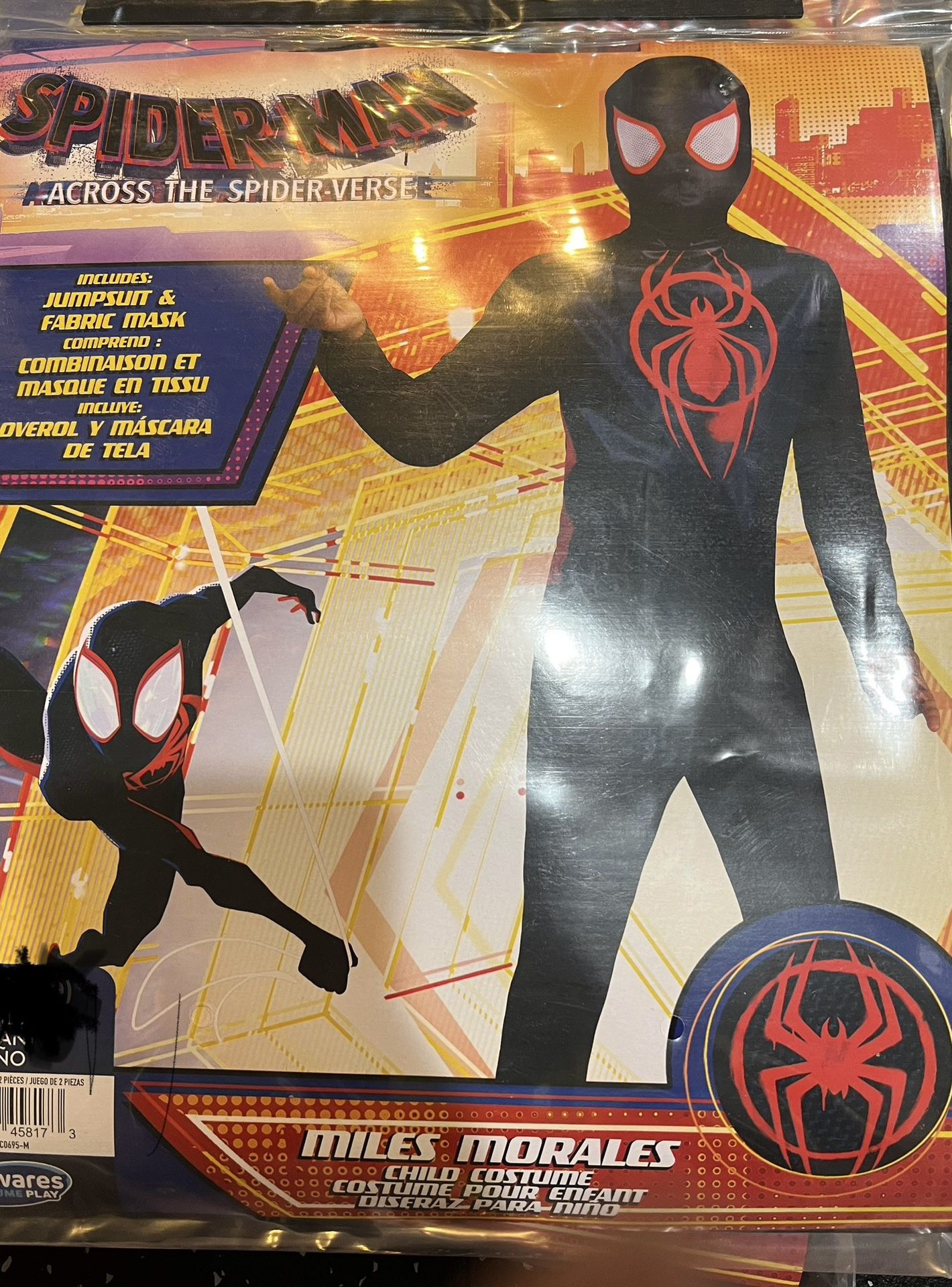 Miles Morales Spiderman Child Costume Boys Halloween Marvel Large 10-12