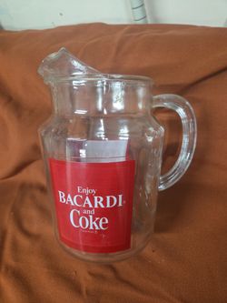 Vintage Glass Pitcher - "Barcardi Rum & Coca Cola"