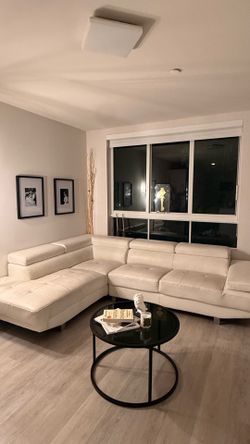 Modern cream leather couch