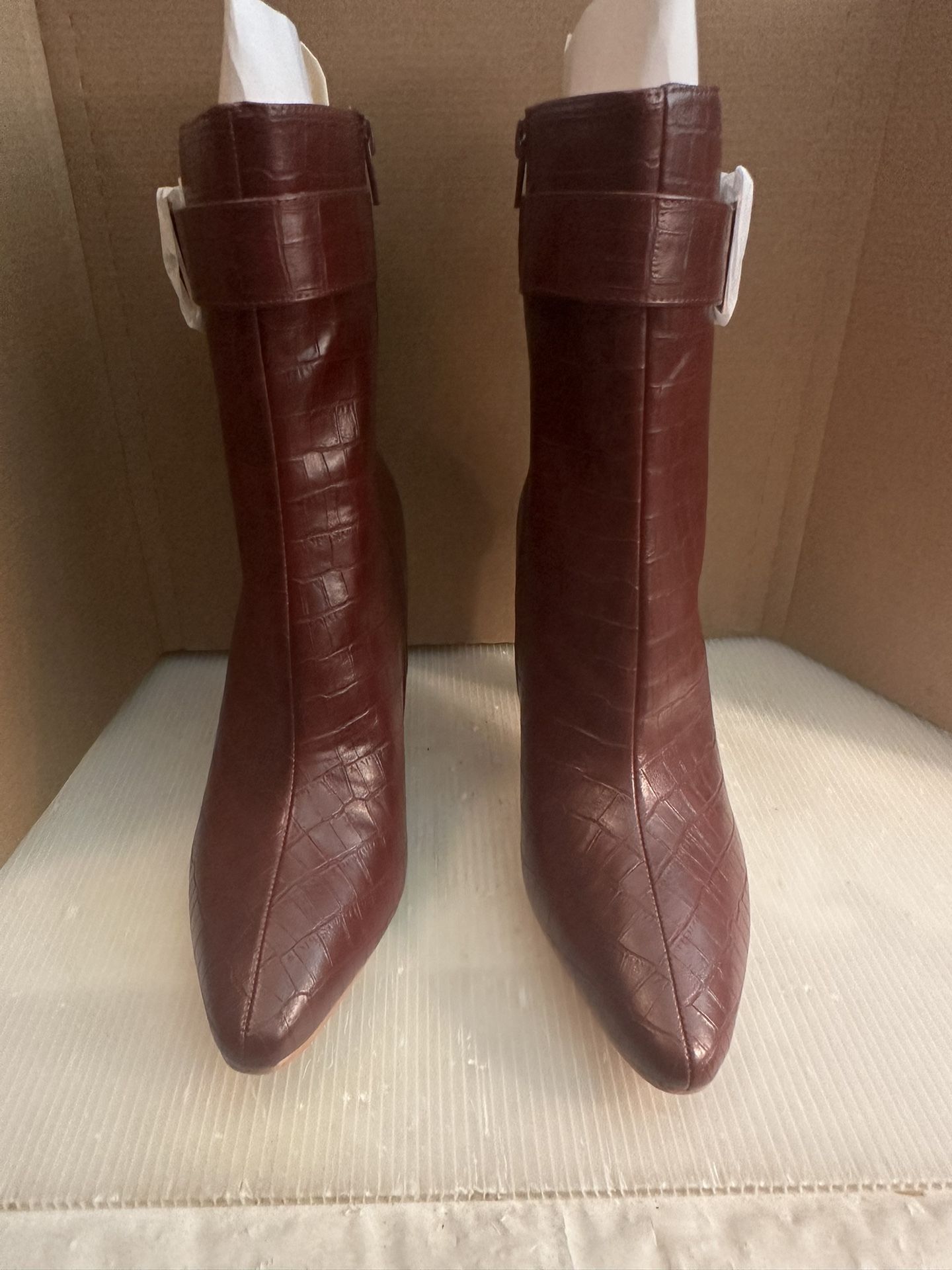 New Coutgo Women’s 9 High Heel Mid Calf Zip Up Boots 