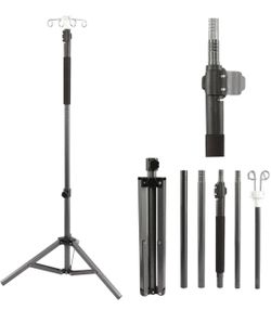 IV Poles,46to 85In IV Stand Floor with 4 IV Bag Holder Stand Portable Telescopic Stabilizing Tripod Stainless Steels Pipe Extension Pole IV Influsion