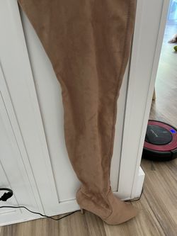 Womens Over The Knee Suede Boots-beige