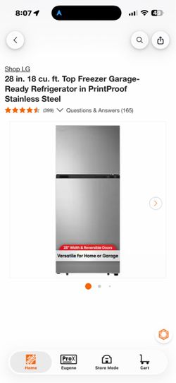 LG 28 in. 18 cu. ft. Refrigerator