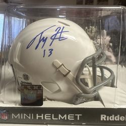 TY Hilton Signed Indianapolis Colts Riddell Throwback Speed Mini Helmet JSA