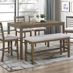 Furniture Online Sale! 6 PCS Myers Collection Counter Height table set-Light Brown Now 698.00 Free Delivery